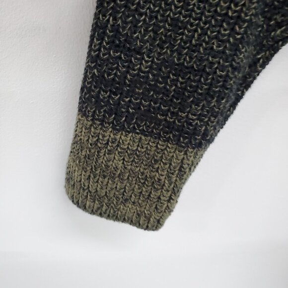 Womens XS Olive Black Striped Sweater Grungecore Knit Slouchy V-Neck Fall Top - Picture 9 of 15